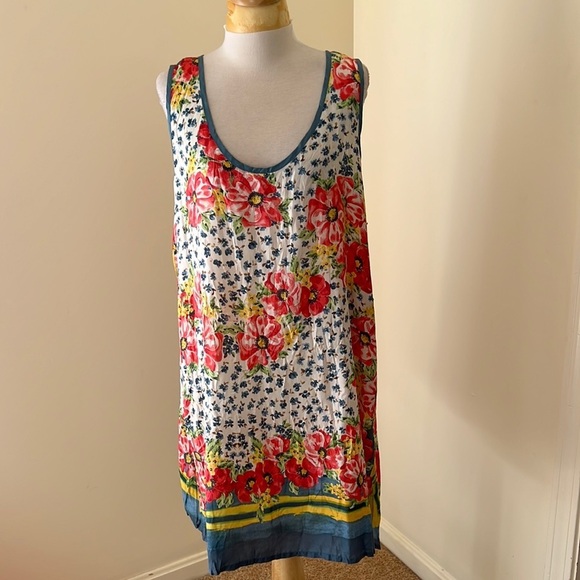 NWT! JOHNNY WAS Size XL Blu tank long floral tunic in multi color